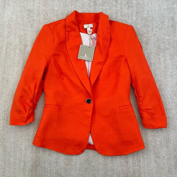 NWT Jules & Leopold Orange Linen Blend Blazer Jacket XS - Picture 1 of 9